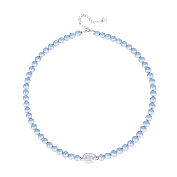 Wholesale Baroque-Shaped Freshwater Pearl Blue Swarovski Pearl Necklace, Bracelet, and Earring Sets - wallojewerly 