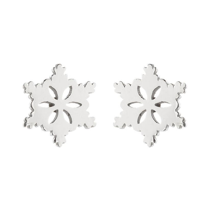 Snowflake and Apple Stainless Steel Earrings - Perfect Christmas Gift Jewelry