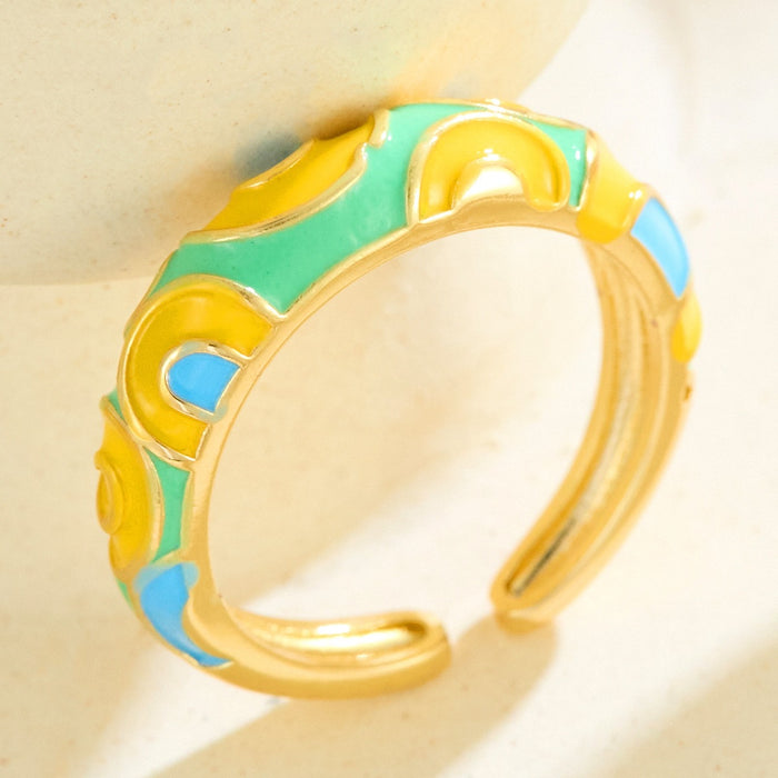 Wholesale colorful enamel leopard print rings