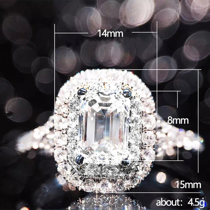 Luxury square imitation diamond ring exquisite zircon hand jewelry