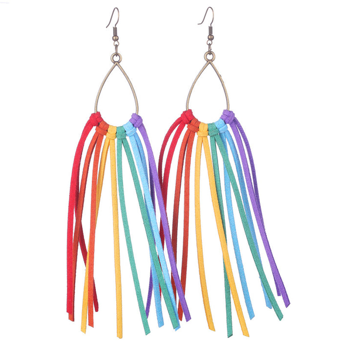 Colorful Tassel Earrings with Halloween Rainbow Design