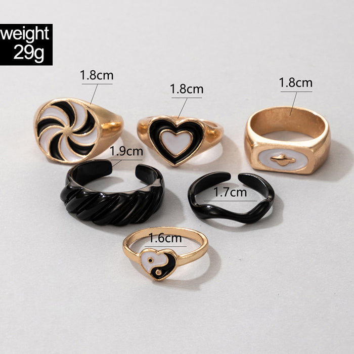 Dark Love Windmill Tai Chi 6-piece Oil Drop Ring