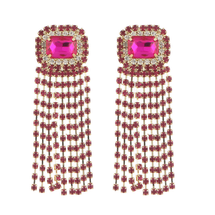 Vintage Zircon Hoop Earrings - Exaggerated Chain Dangles for a Modern Look