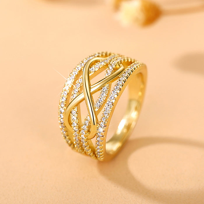 Hollow 8-shaped ring fashionable contrast color infinite love character index finger ring