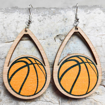 Wooden basketball earrings