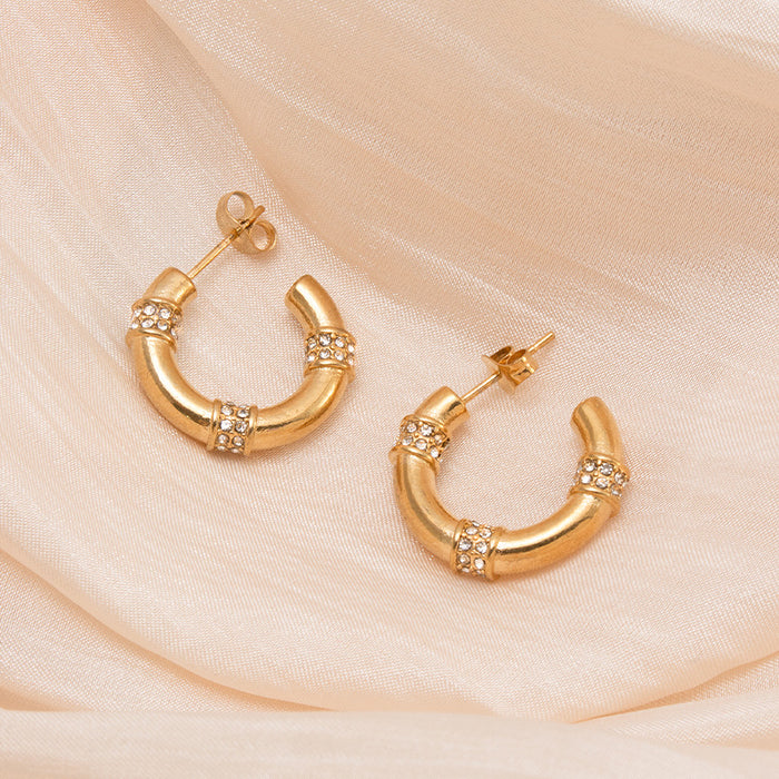 18K gold plated U-shaped stainless steel earrings exquisite earrings