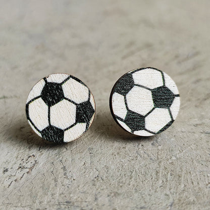 Wooden Rugby Earrings