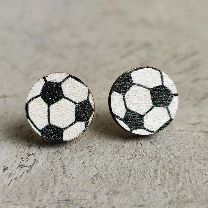 Wooden basketball earrings