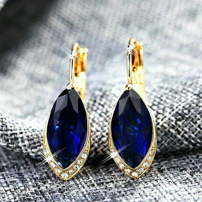 Pendientes de cristal con incrustaciones en forma de marquesa, pendientes de diseño elegante.