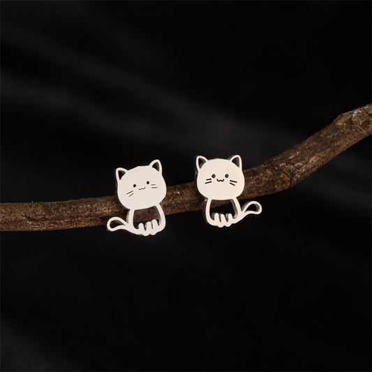 Mimi earrings, new cartoon kitten animal series stainless steel jewelry personalized accessories wholesale