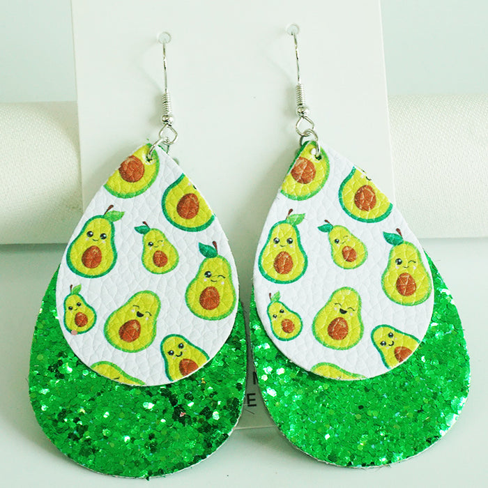 Summer Fresh Leather Earrings with Turtle, Watermelon, and Flamingo Designs