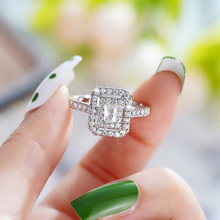 Rectangular hollow ring exaggerated classic jewelry