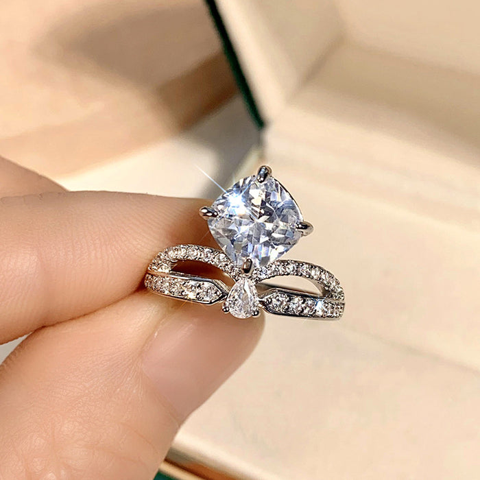 Zircon Crown Ring Luxury Queen Princess Water Drop Ring