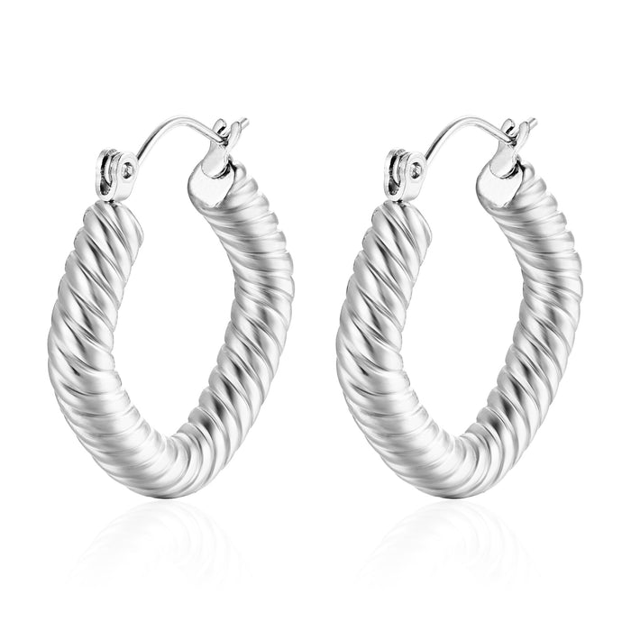 Patterned casting earrings, stainless steel retro light luxury twist ear buckles