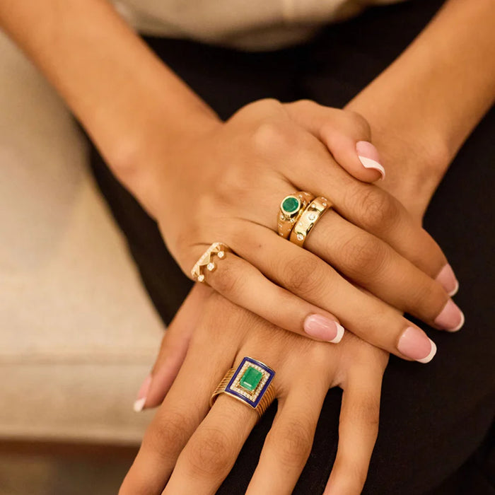 Stainless steel crown rhinestone zircon ring