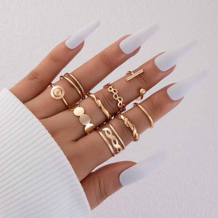 Conjunto de anillos apilables de varias piezas con estilo de celebridad de Internet