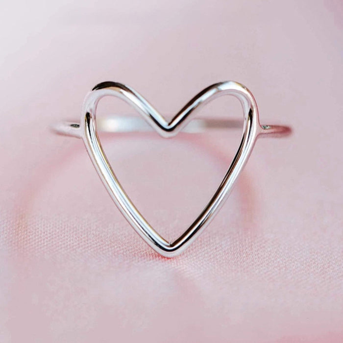 Anillo de corazón simple, anillo clásico liso, accesorios elegantes