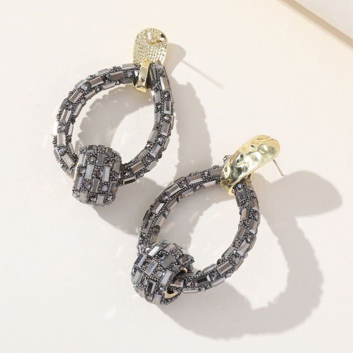 Creative Rhinestone Chain Earrings - Colorful Statement Jewelry for Women