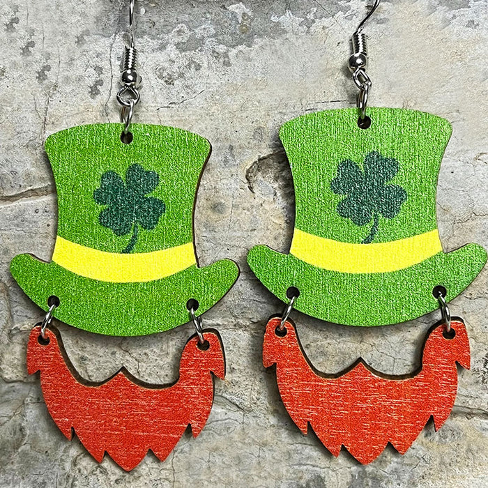 Wooden St. Patrick's Day earrings