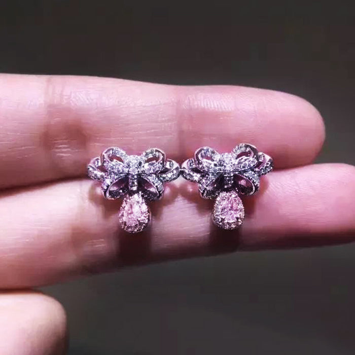 Pink bow earrings