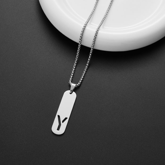 Military brand pendant necklace, European and American independent station stainless steel punk hip-hop English letter all-match chain wholesale