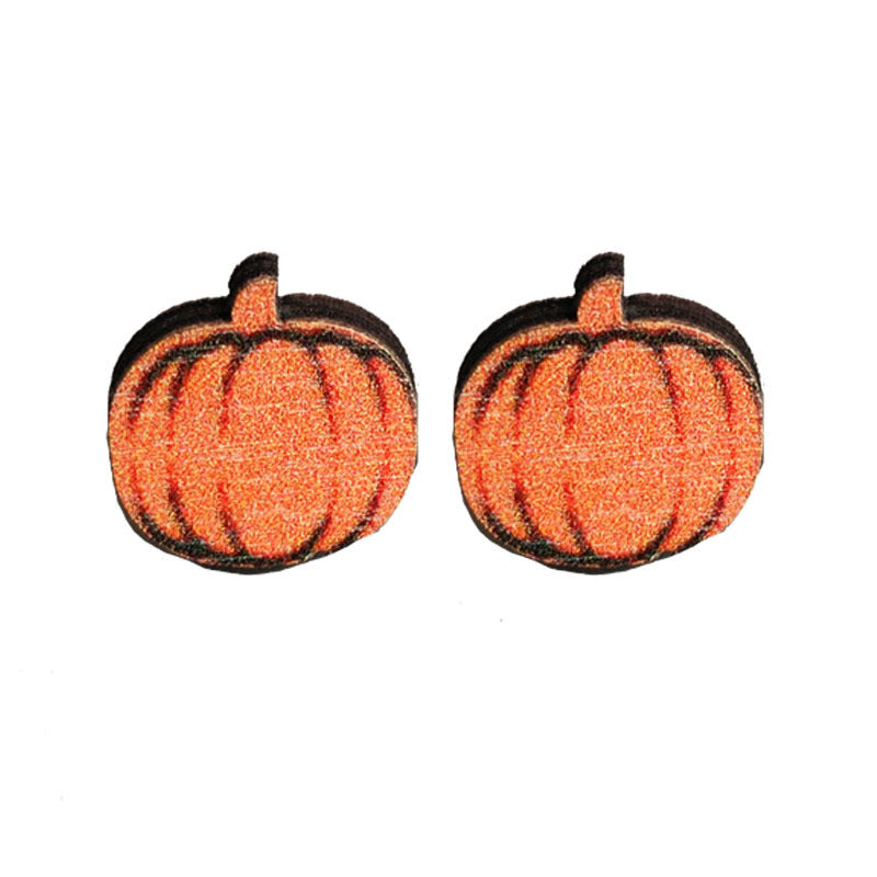 Halloween Ghost Earrings with Pumpkin, Black Cat, Bat, and Skull Designs