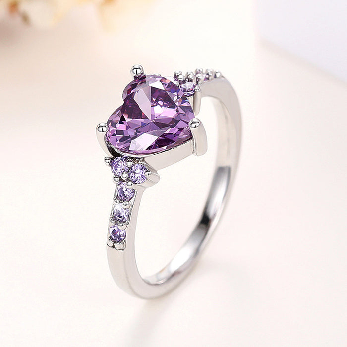 Elegante anillo nupcial de circonita en forma de corazón