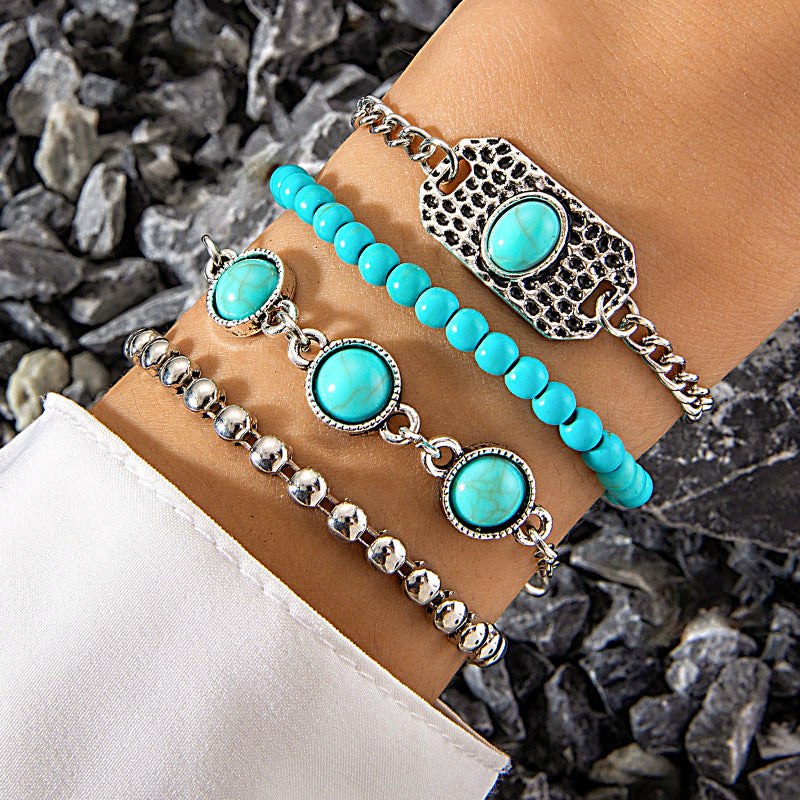 Bohemian Turquoise and Butterfly Bracelet Set – Ethnic Statement Jewelry