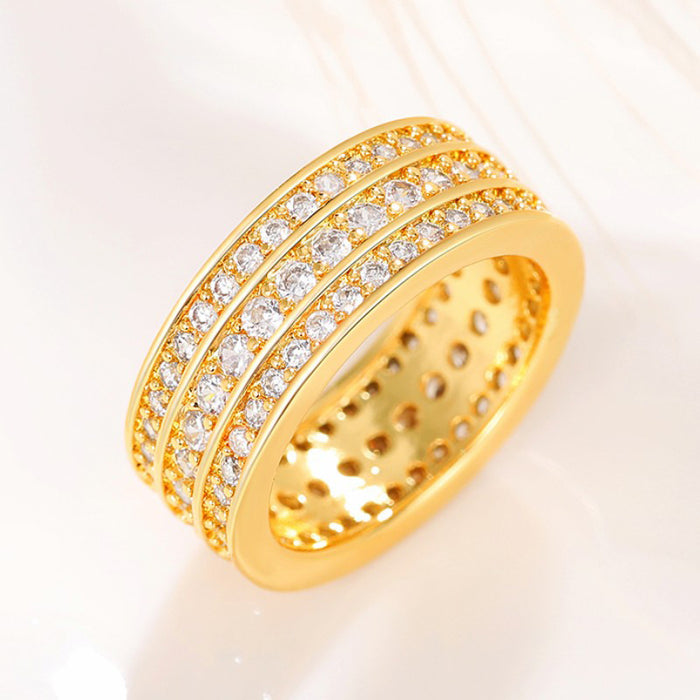 Anillo de diamantes de tres filas con circonitas, anillo de lujo para hombre.