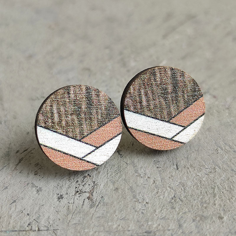 Wooden geometric earrings