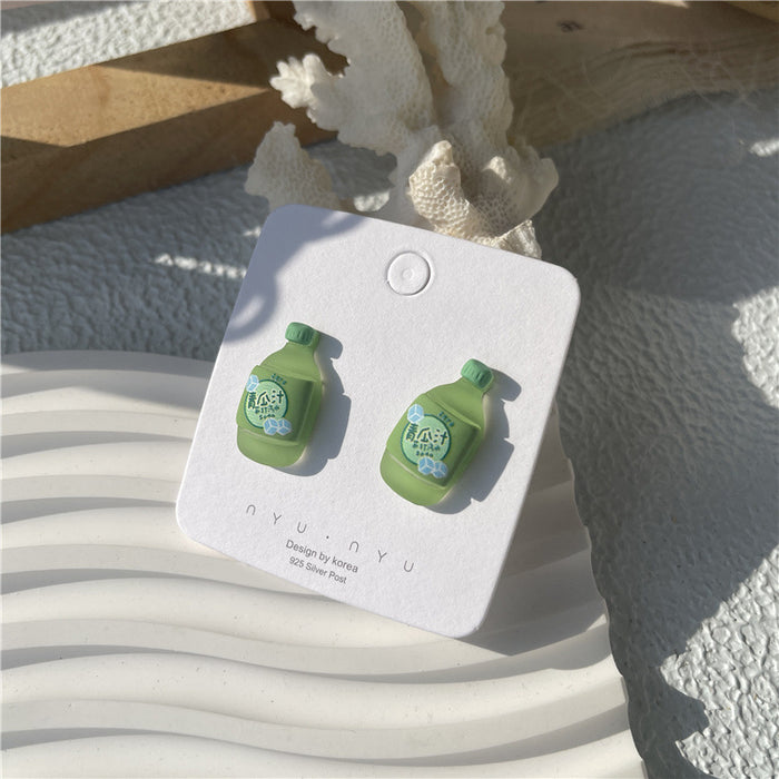 Creative beverage bottle earrings internet celebrity cute earrings