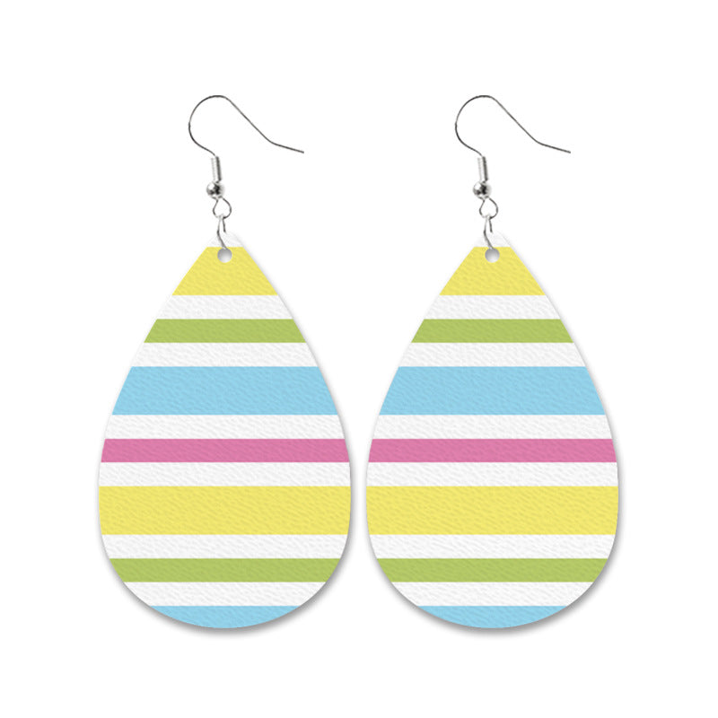 Easter Bunny Leather Earrings with Leopard Print, Checkered Pattern, and Carrot Design