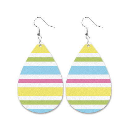 Easter Bunny Leather Earrings with Leopard Print, Checkered Pattern, and Carrot Design