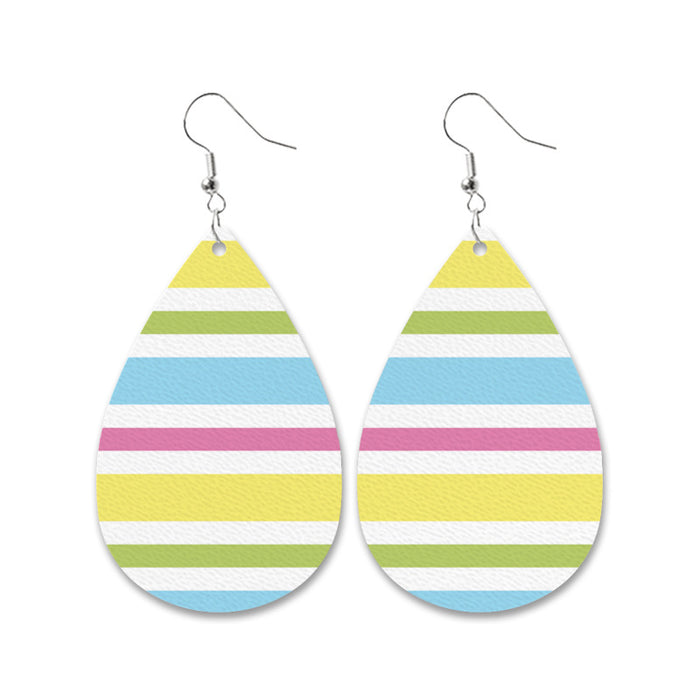 Easter Bunny Leather Earrings with Leopard Print, Checkered Pattern, and Carrot Design