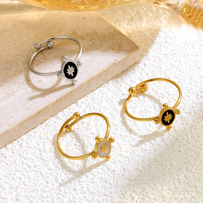 Wholesale 18K gold titanium steel drip star oval open ring