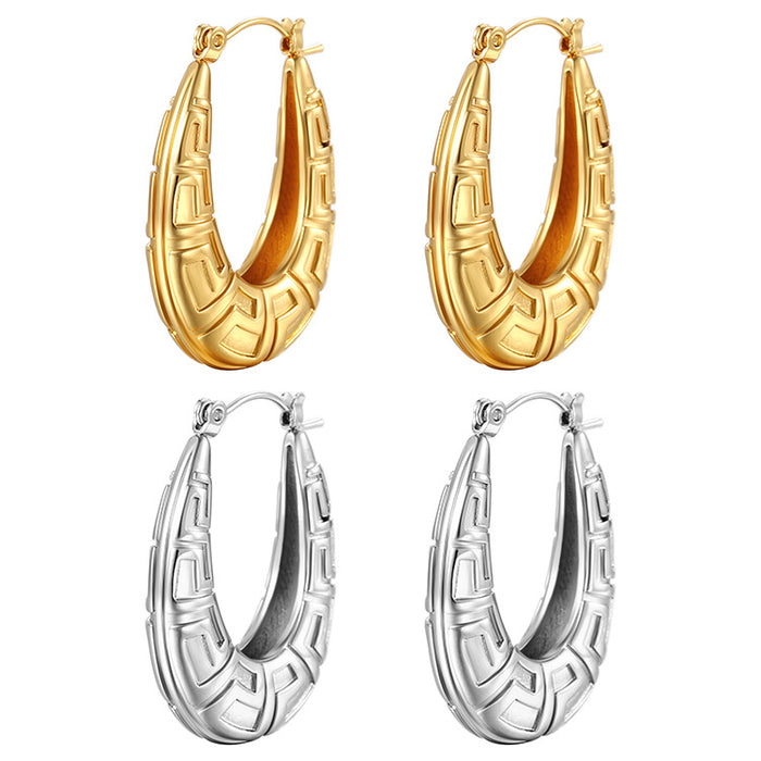 Light luxury earrings stainless steel diamond trendy round earrings