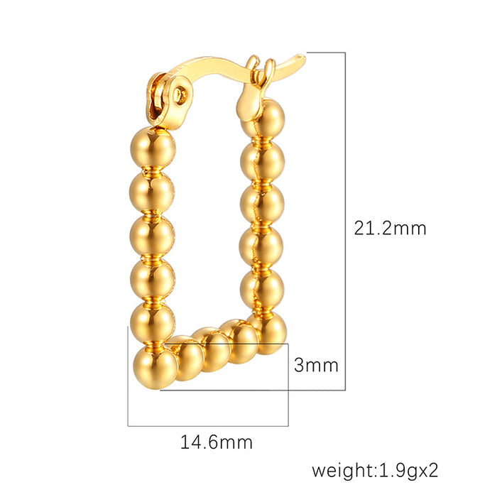 Internet celebrity earrings stainless steel gold-plated steel bead-shaped earrings