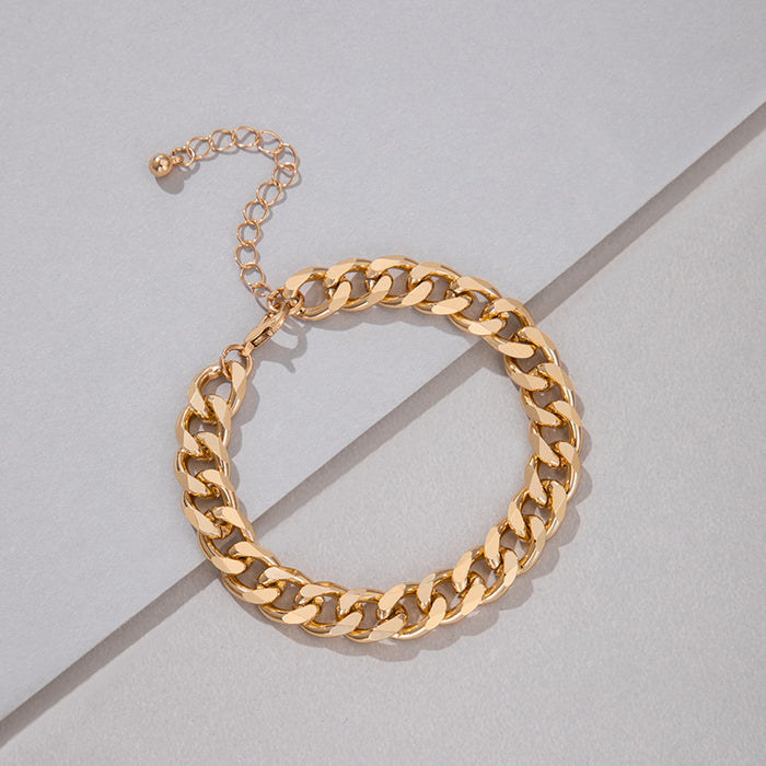 Hip Hop Cuban Chain Bracelet - Simple Gold and Silver Bracelet for Men