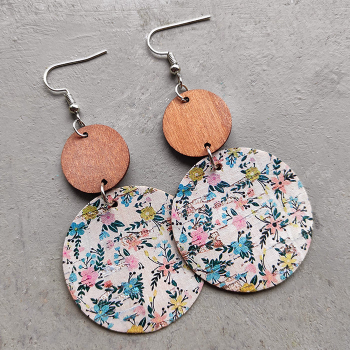 Wooden flower earrings