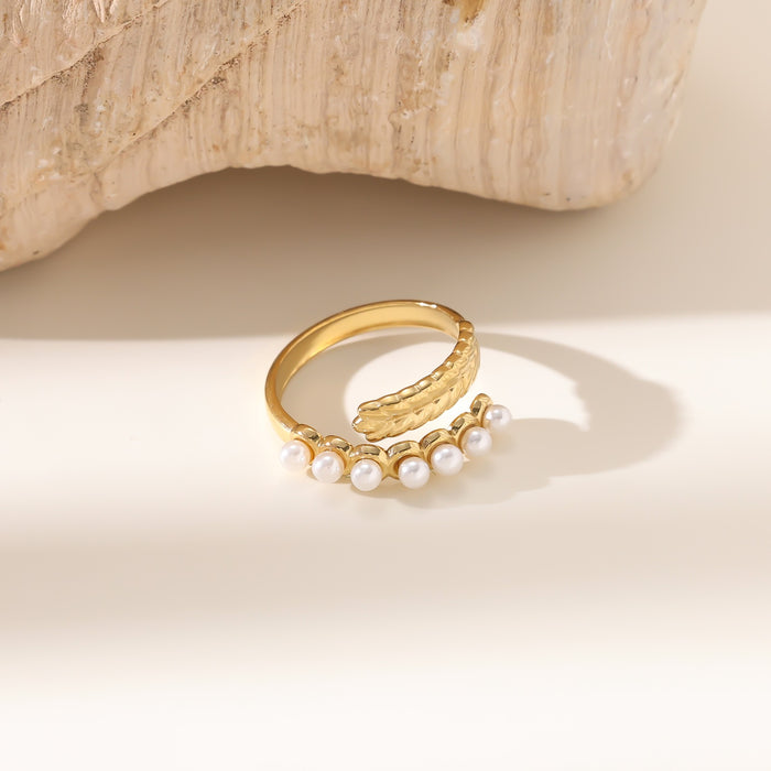 Wholesale non-fading stainless steel titanium steel gemstone diamond open rings - wallojewerly 