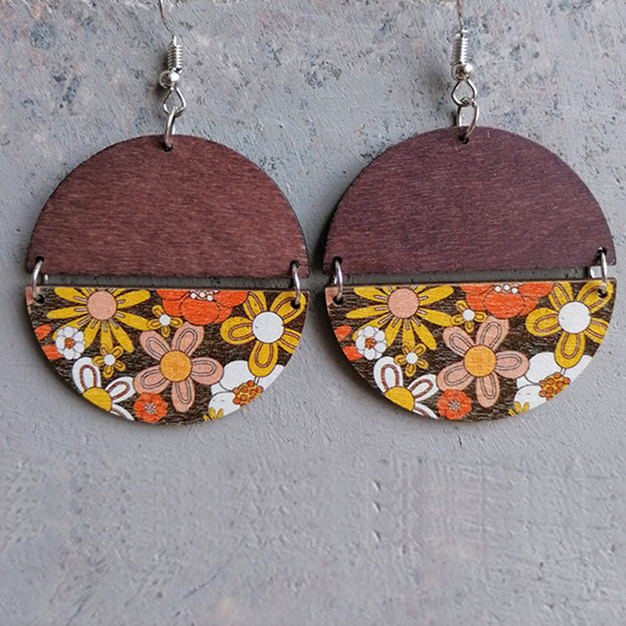 Wooden semicircular earrings