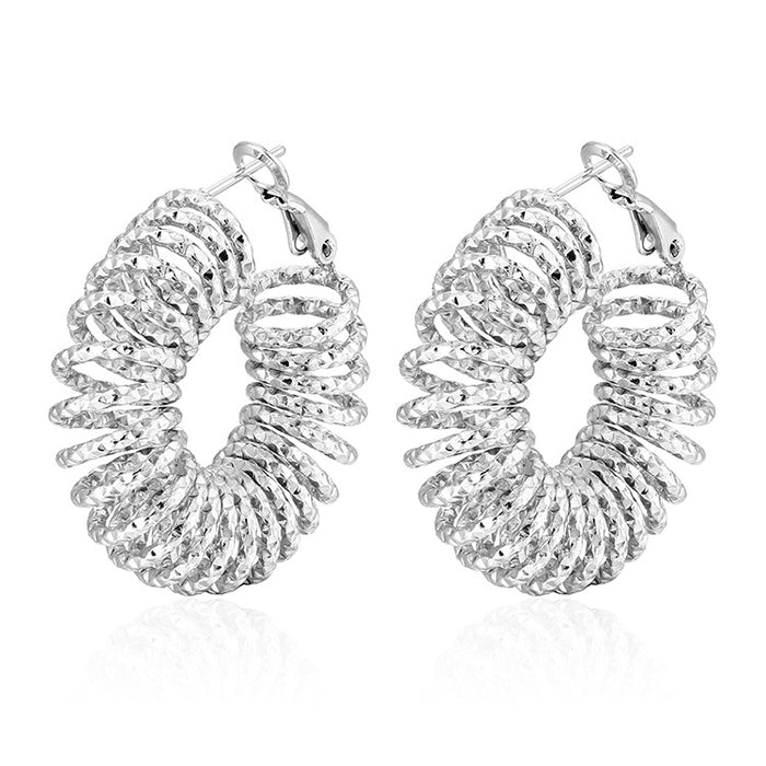 18K gold stainless steel hoop earrings, trendy and exaggerated retro all-match earrings for women