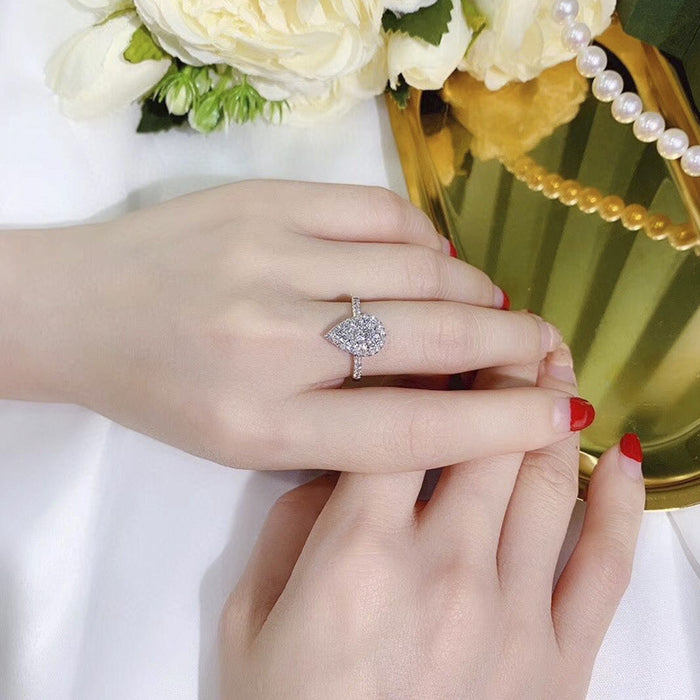 Water drop zircon ring Valentine's Day gift fashion light luxury women's ring