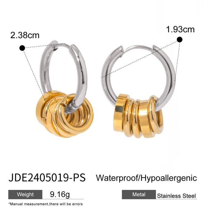 Stainless steel hoop earrings, pendant earrings, 18K gold earrings