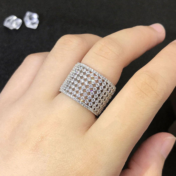 Hollow zircon ring trendy simple ring