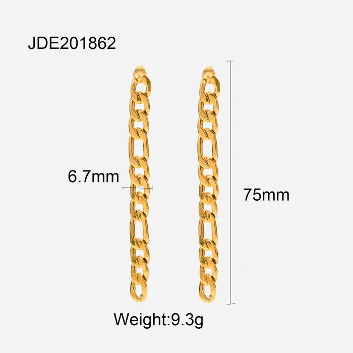 Pendientes de cadena de oreja de oro transfronterizos: joyería de acero inoxidable chapado en oro y titanio de alta gama que no se decolora