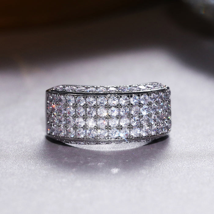 Luxury full diamond men's ring European and American unisex ring