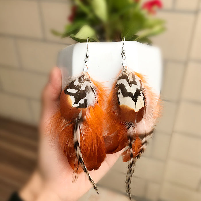 Creative Natural Feather Earrings with Wild Bohemian Vintage Style