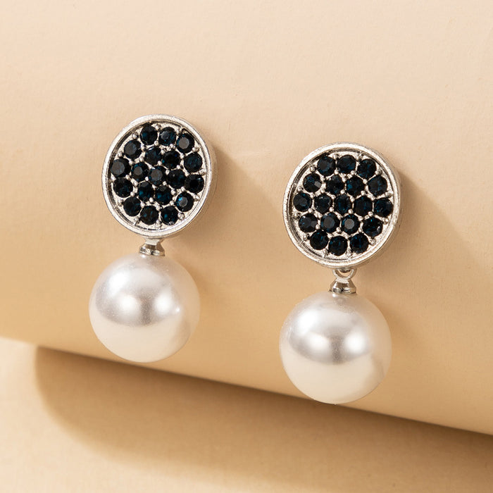 Pearl heart earrings light luxury diamond stud earrings