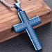 Corroded Stone Inlaid Chain Pattern Stainless Steel Cross Necklace - wallojewerly 